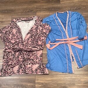 Pink and Purple Leopard Print Robe and Blue Lace Trim Robe small